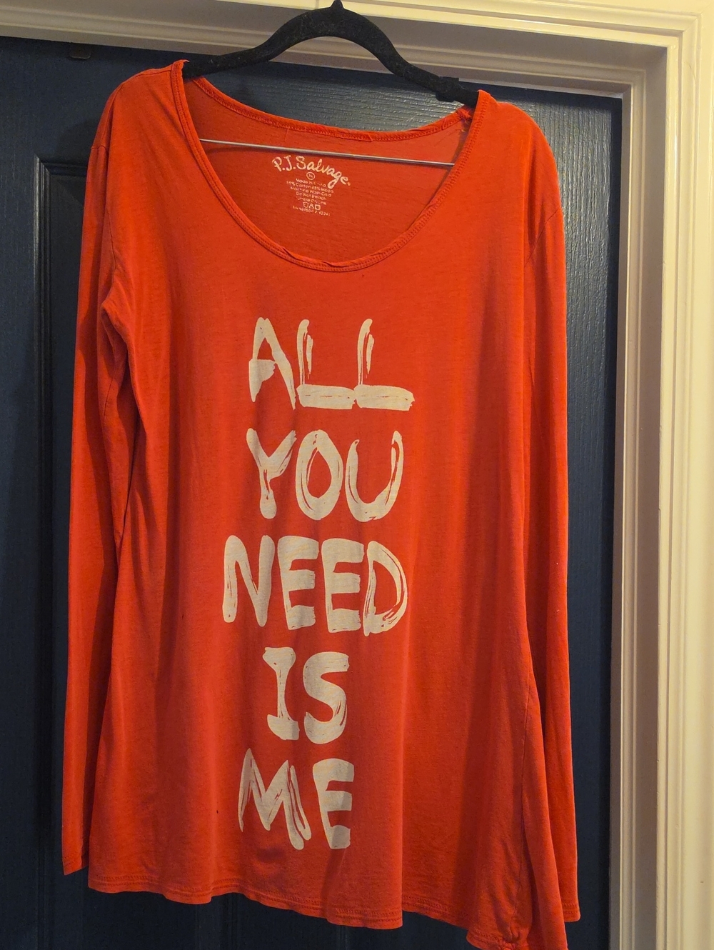 P.J. Salvage Bright Pink Crewneck Tee with White Logo